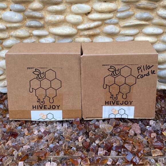 NIB New Lot Two (2) Hive Joy 100% Organic Honey Beeswax Twisted Pillar Candles - Picture 8 of 12